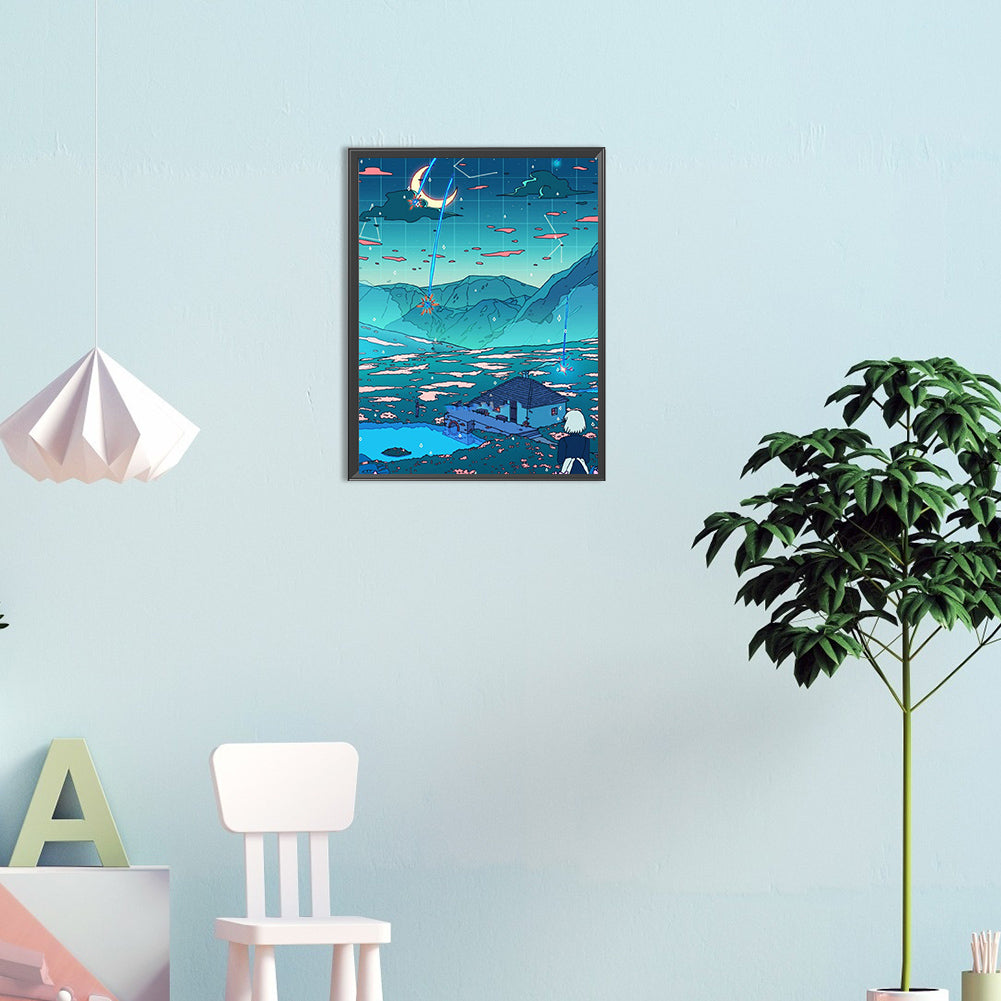 Illustration Landscape - Full Round Drill Diamond Painting 30*40CM