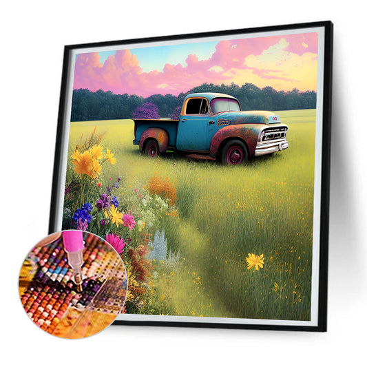Old Truck On The Farm - Full Round Drill Diamond Painting 30*30CM