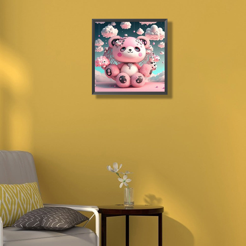 Pink Bear - Full Round Drill Diamond Painting 30*30CM