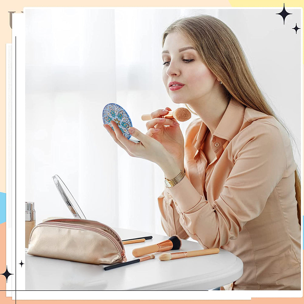 DIY Diamond Painting Makeup Mirror Portable Diamond Art Mosaic Makeup Mirror