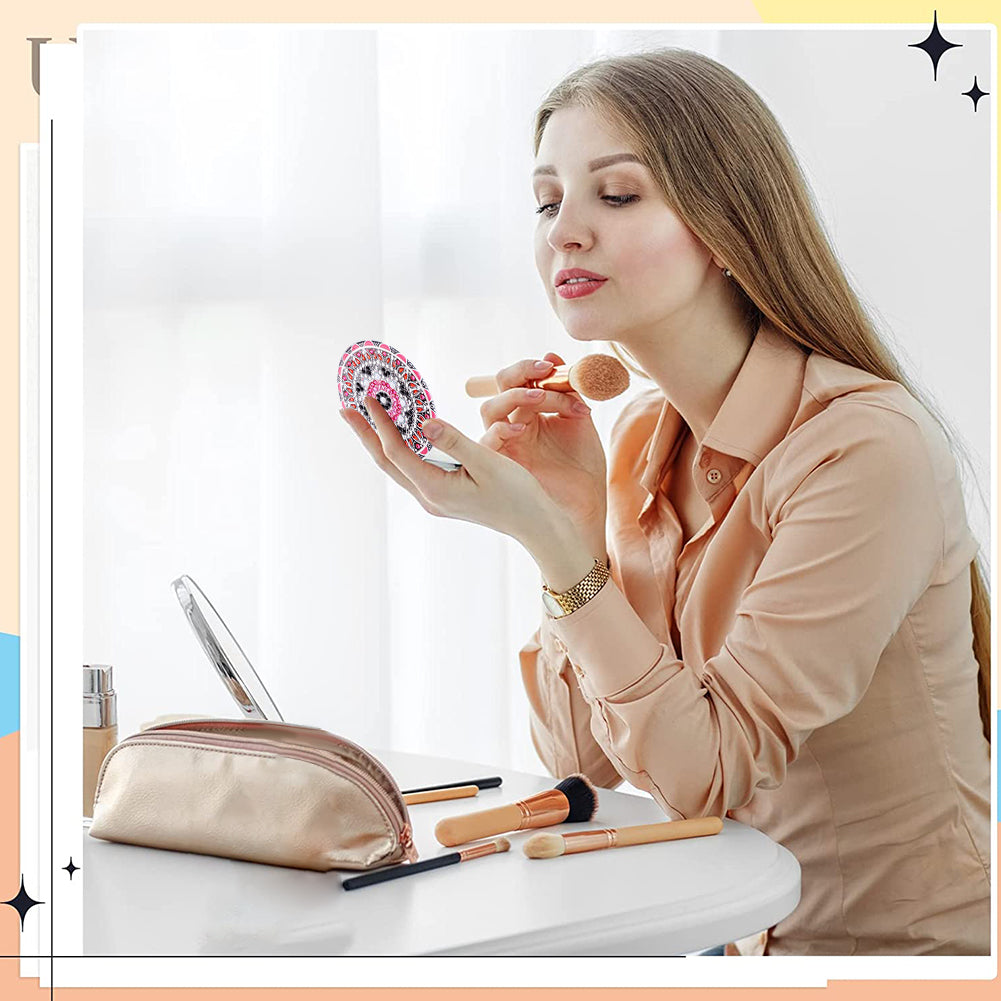 DIY Diamond Painting Makeup Mirror Portable Diamond Art Mosaic Makeup Mirror