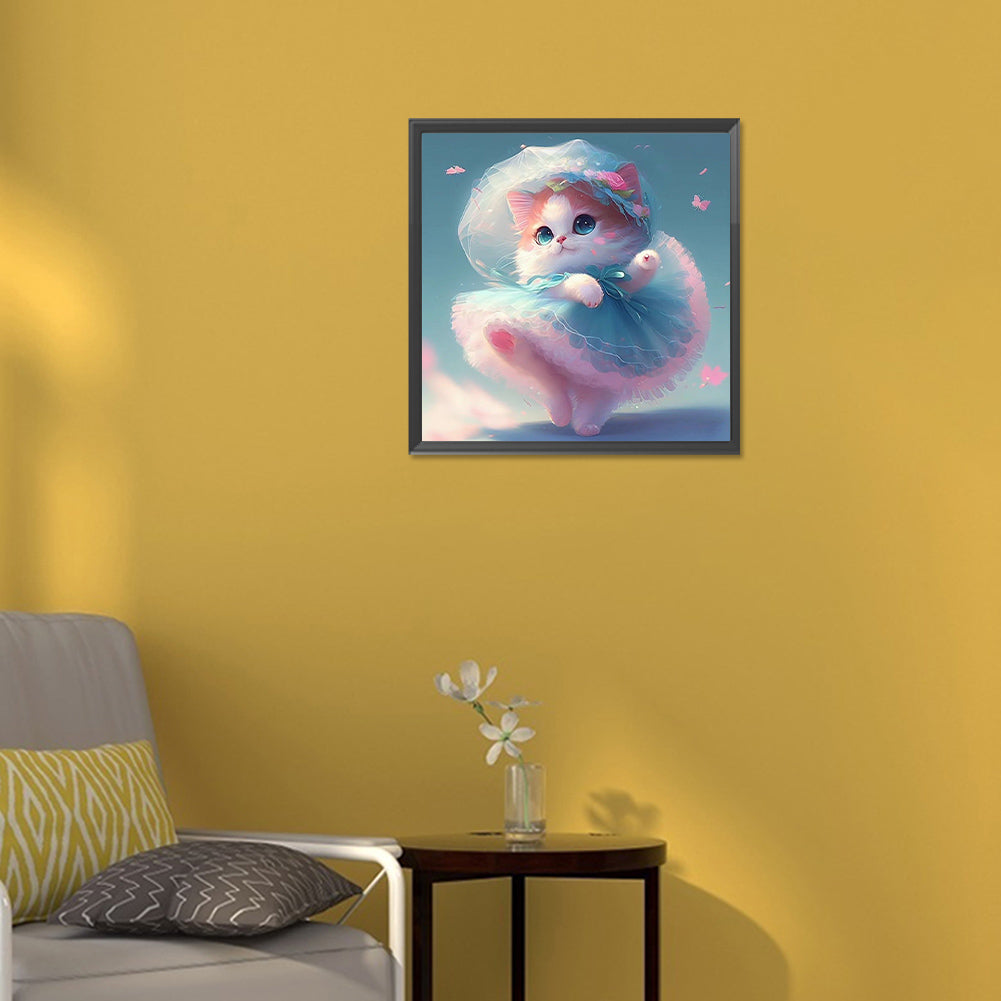 Dancing Cat - Full Round Drill Diamond Painting 30*30CM