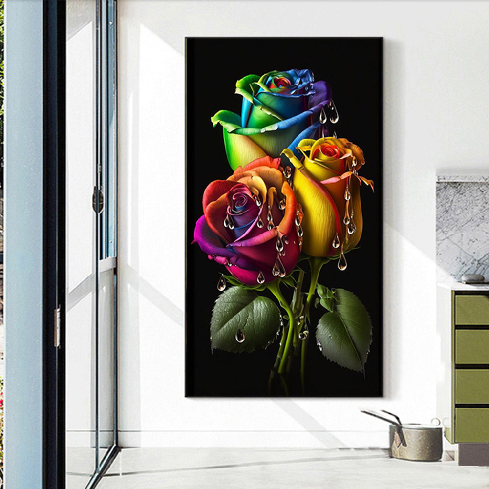 Water Drop Rose - Full Round Drill Diamond Painting 40*70CM