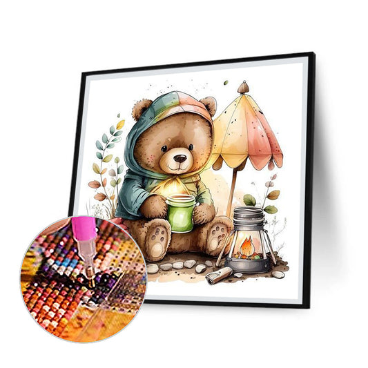 Dining Bear - Full Round Drill Diamond Painting 30*30CM