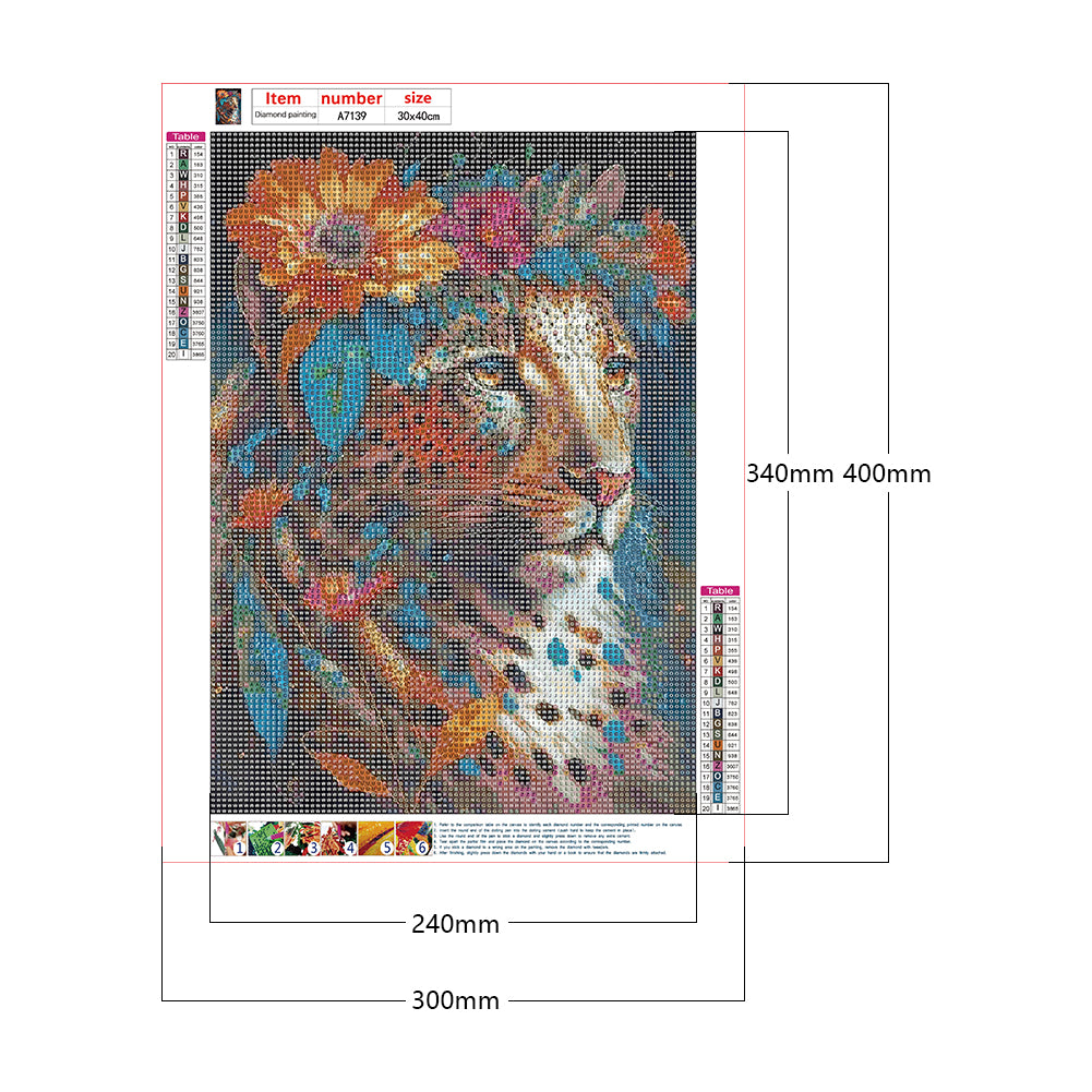 Garland With Leopard - Full Round Drill Diamond Painting 30*40CM