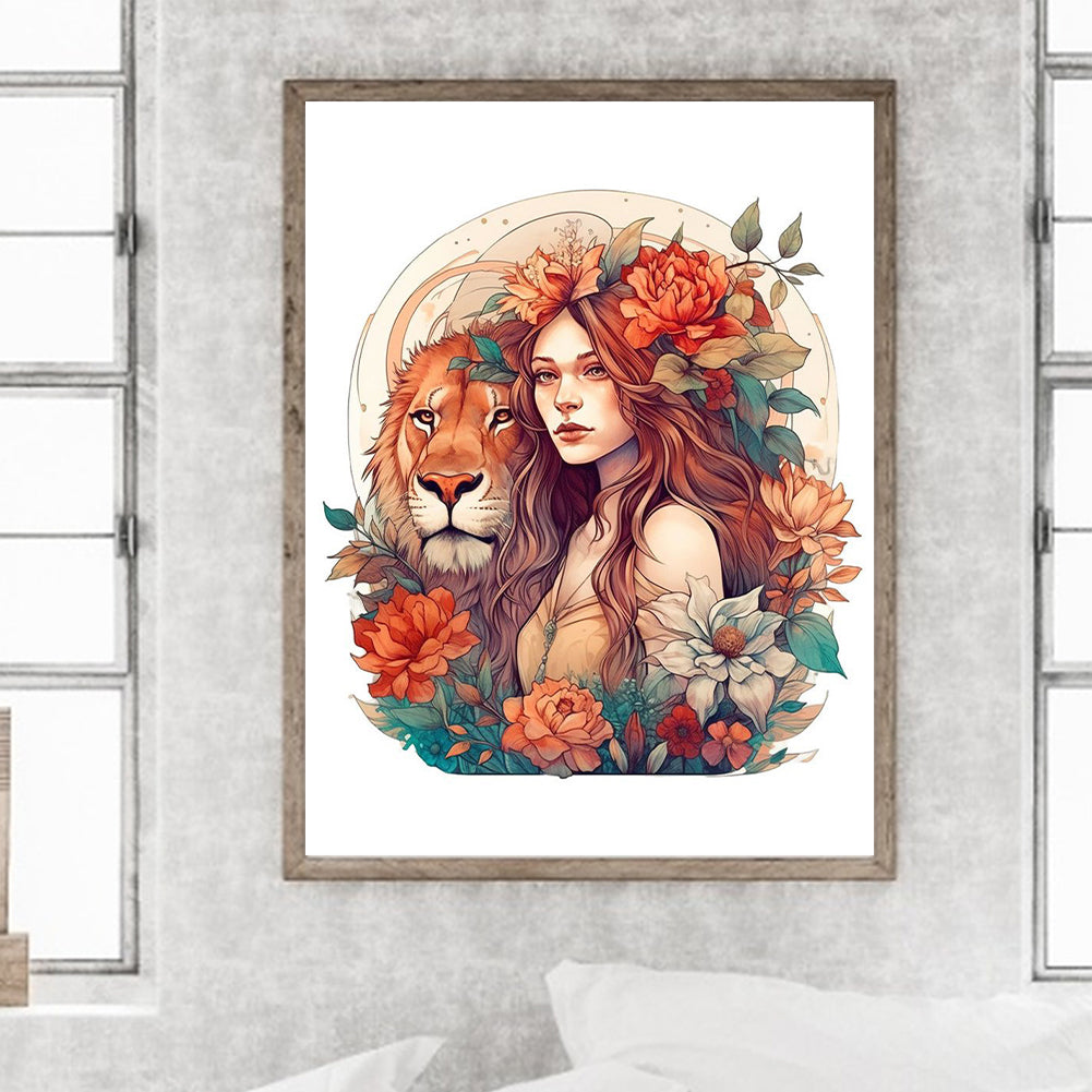 Beauty And The Lion - Full Square Drill Diamond Painting 30*40CM