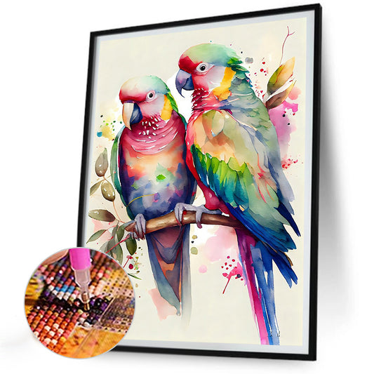 Watercolor Parrot - Full Round Drill Diamond Painting 30*40CM
