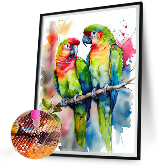 Watercolor Parrot - Full Round Drill Diamond Painting 30*40CM