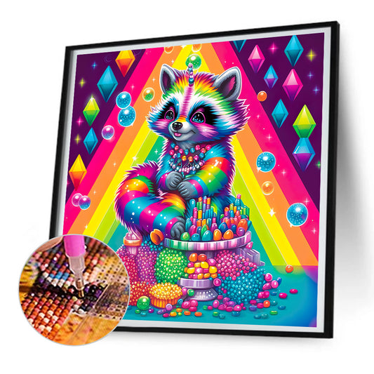 Colored Raccoon - Full Round Drill Diamond Painting 30*30CM