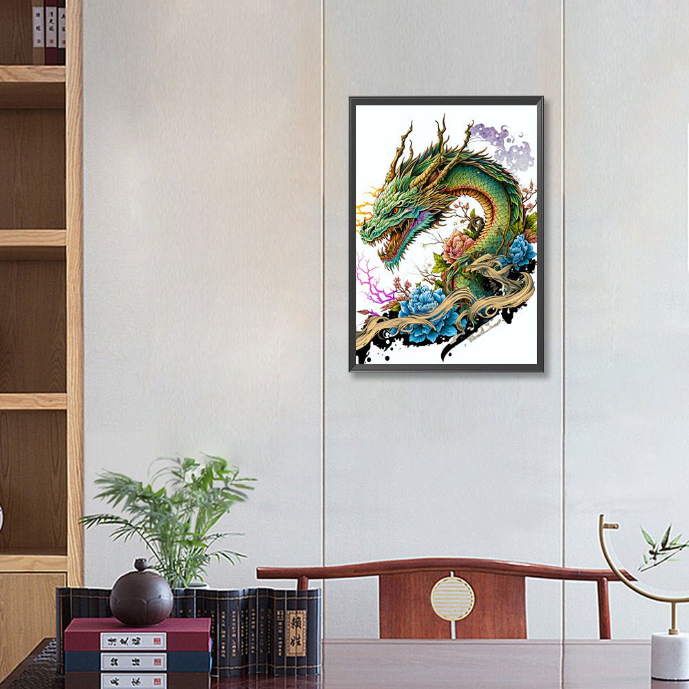 Green Forehead Dragon - Full Round Drill Diamond Painting 35*50CM