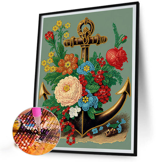 Blossom Anchor - Special Shaped Drill Diamond Painting 30*40CM