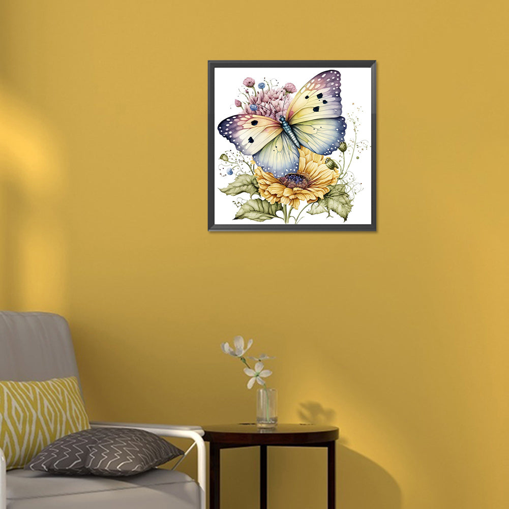 Flowers And Butterflies - Full Round Drill Diamond Painting 30*30CM