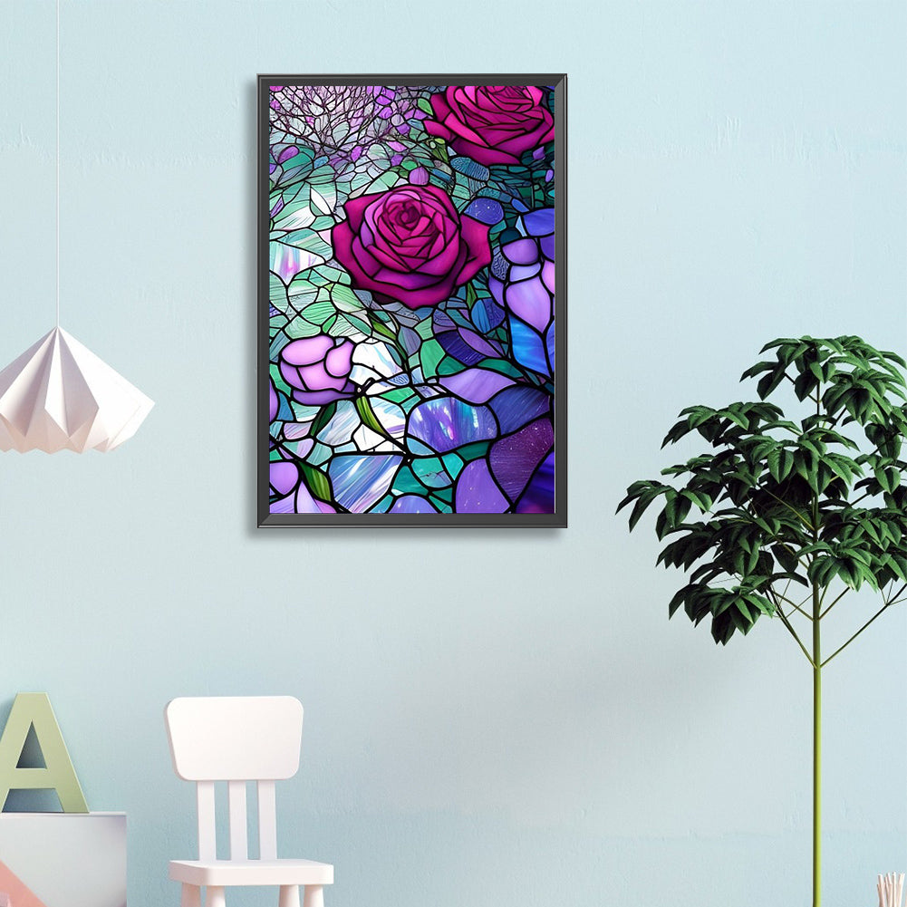 Glass Painted Rose - Full Round Drill Diamond Painting 40*60CM