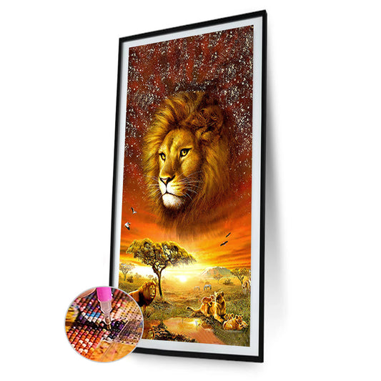 Lion - Full Round Drill Diamond Painting 40*70CM