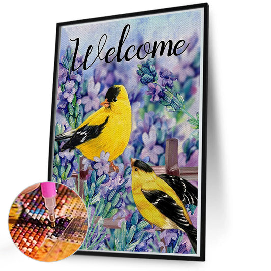 Lavender And Birds - Full Round Drill Diamond Painting 50*70CM