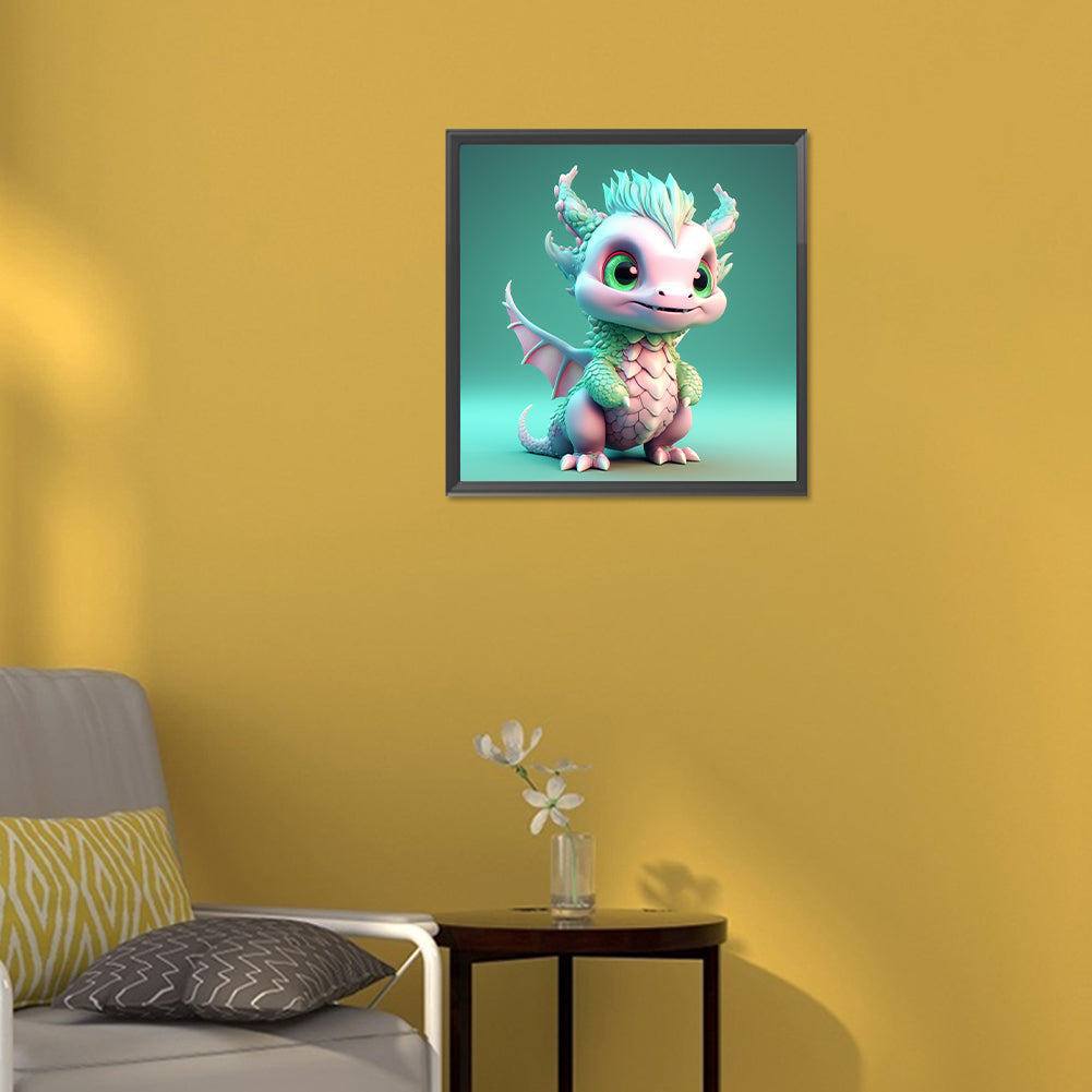Little Green Dragon - Full Round Drill Diamond Painting 30*30CM