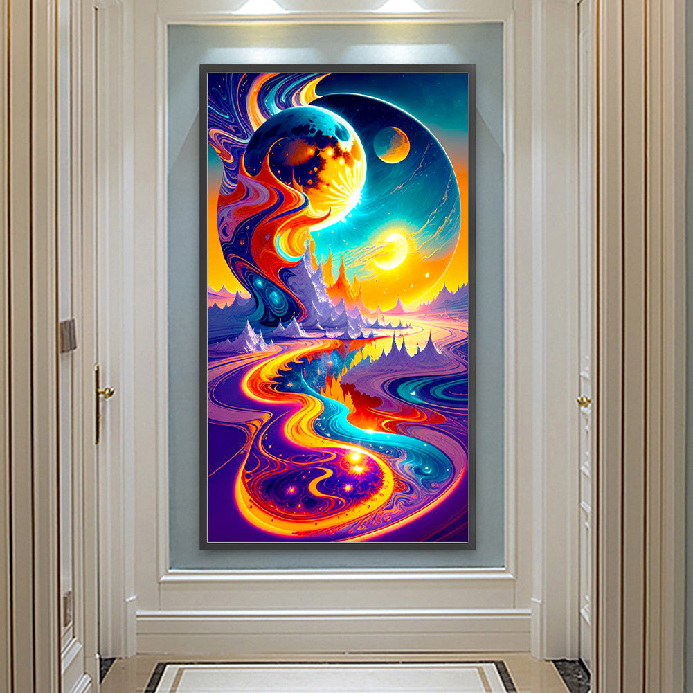 Metal Sand Ball Moon Night - Full Round Drill Diamond Painting 40*70CM