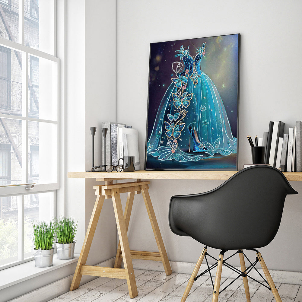 Blue Wedding Dress - Special Shaped Drill Diamond Painting 30*40CM