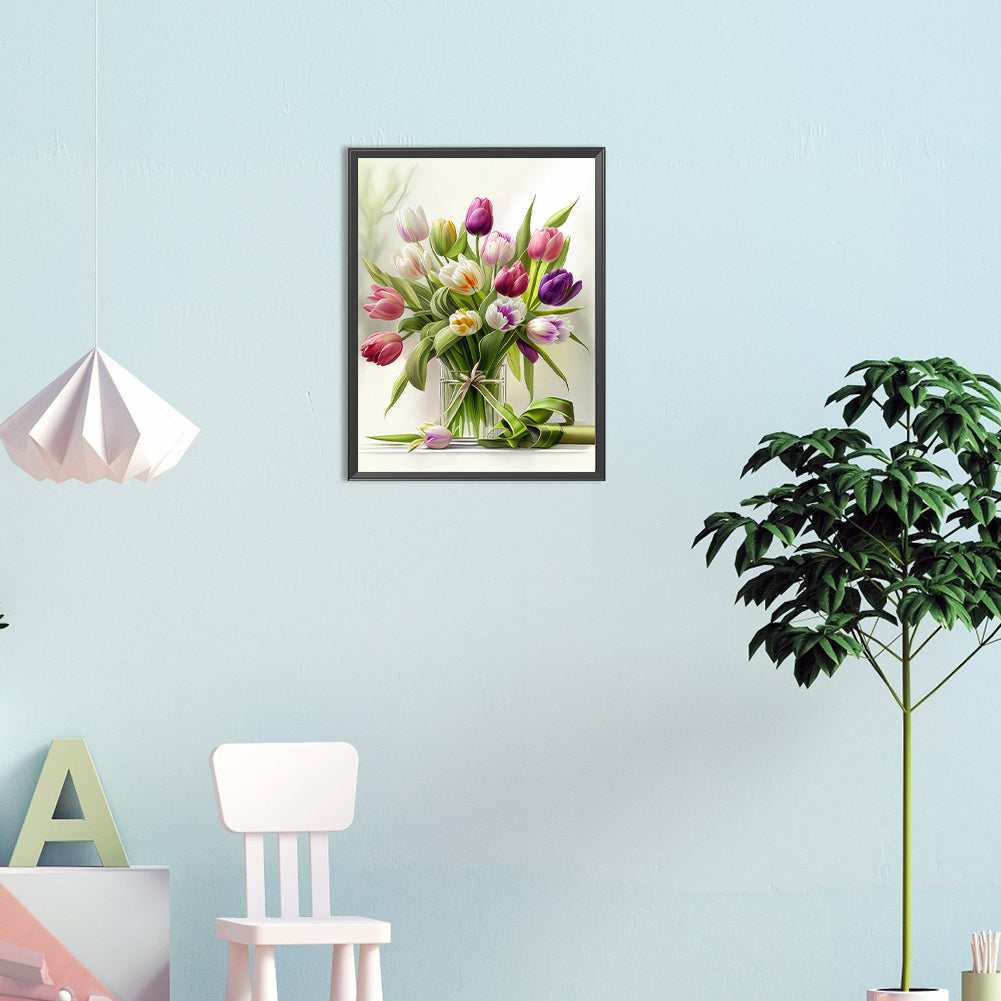 Vase Bouquet Tulips - Full Round Drill Diamond Painting 30*40CM