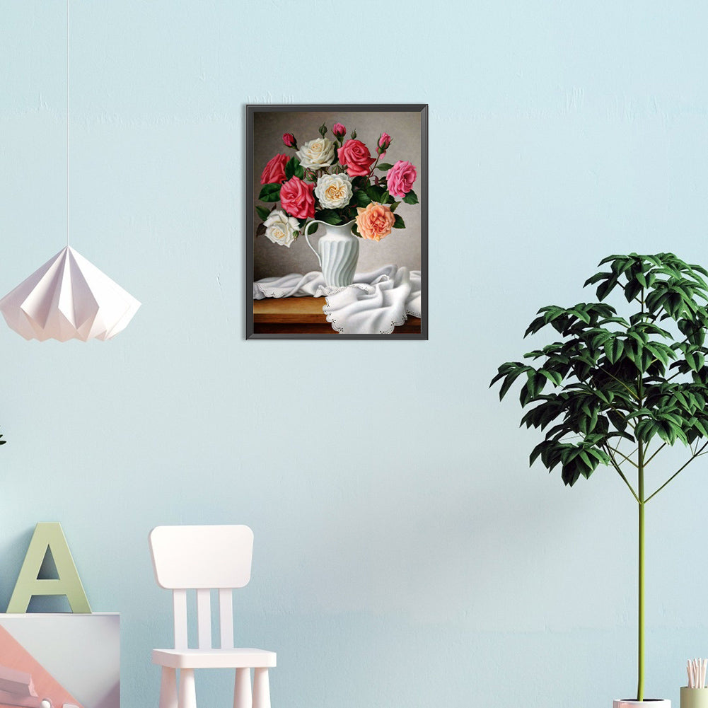 Vase Bouquet Camellias - Full Round Drill Diamond Painting 30*40CM