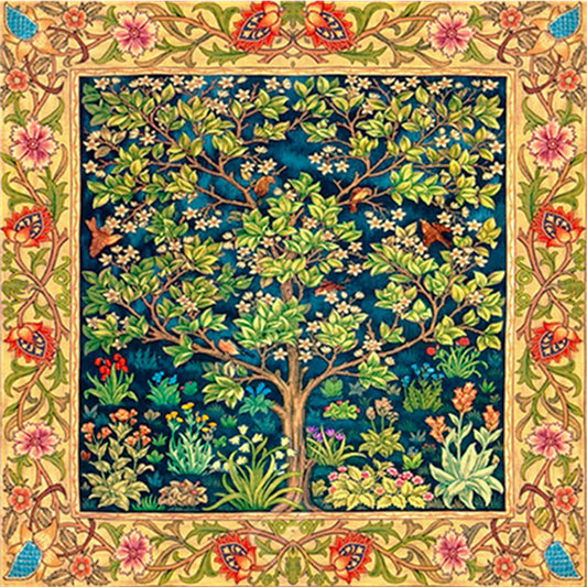 Trees And Flowers - 11CT Stamped Cross Stitch 50*50CM
