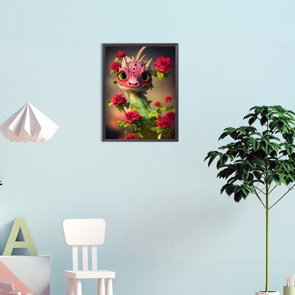 Bicolor Dinosaur - Full Round Drill Diamond Painting 30*40CM