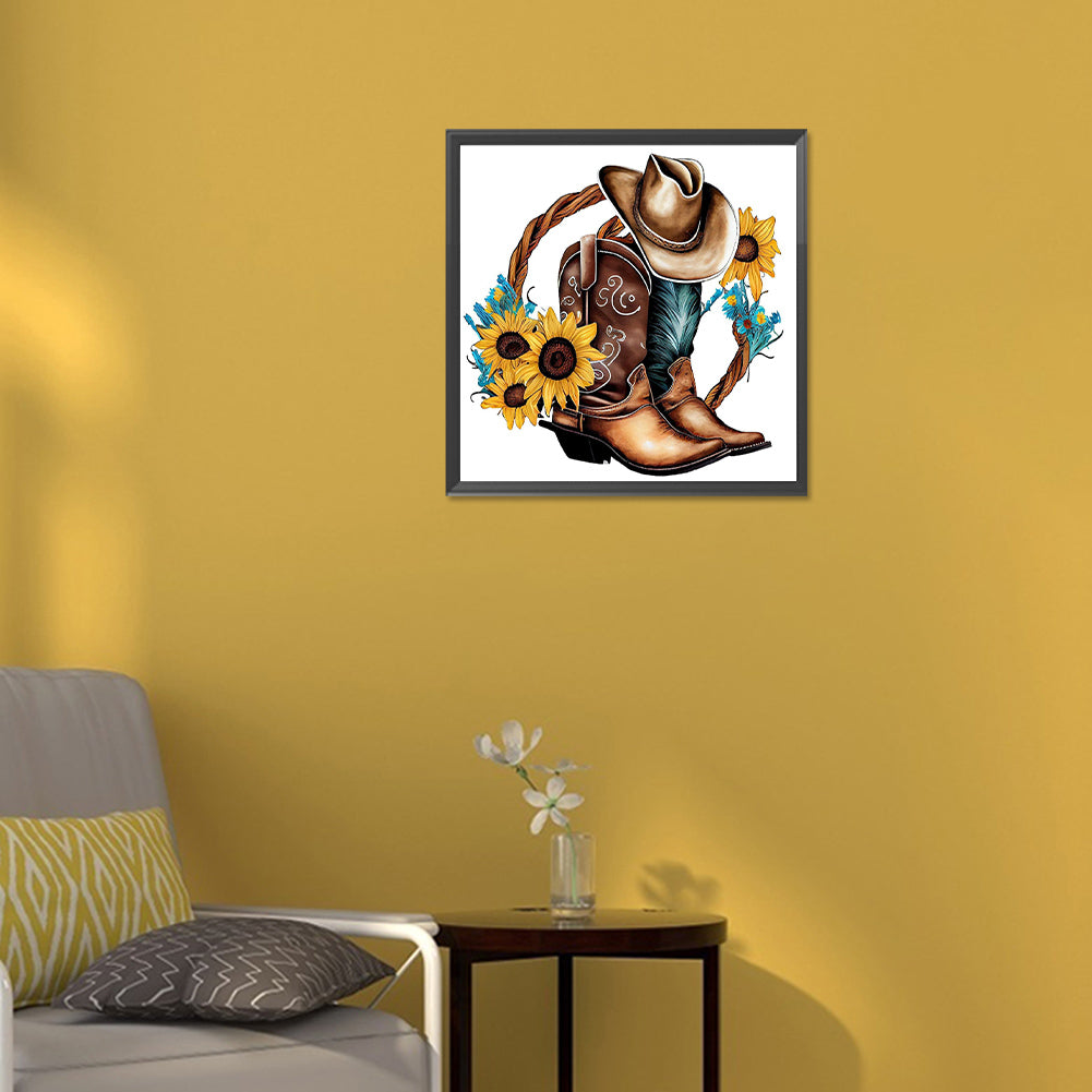Western Cowboy Boots - Full Round Drill Diamond Painting 30*30CM