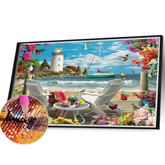 Seaside Seat - Full Round Drill Diamond Painting 40*30CM