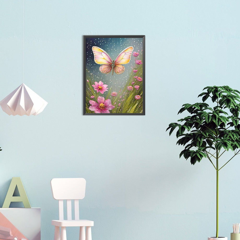 Flowers And Butterflies - Full Round Drill Diamond Painting 30*40CM