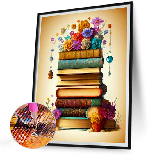 Flowers And Books - Full Round Drill Diamond Painting 30*40CM