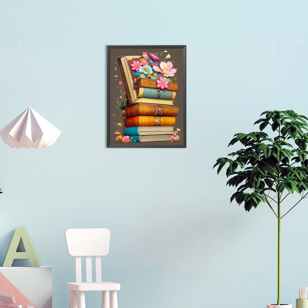 Flowers And Books - Full Round Drill Diamond Painting 30*40CM