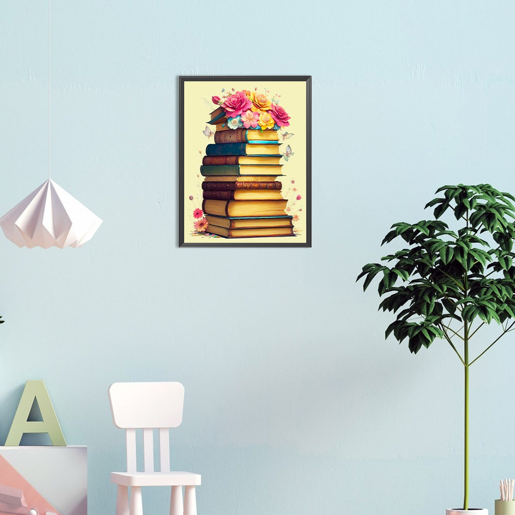 Flowers And Books - Full Round Drill Diamond Painting 30*40CM