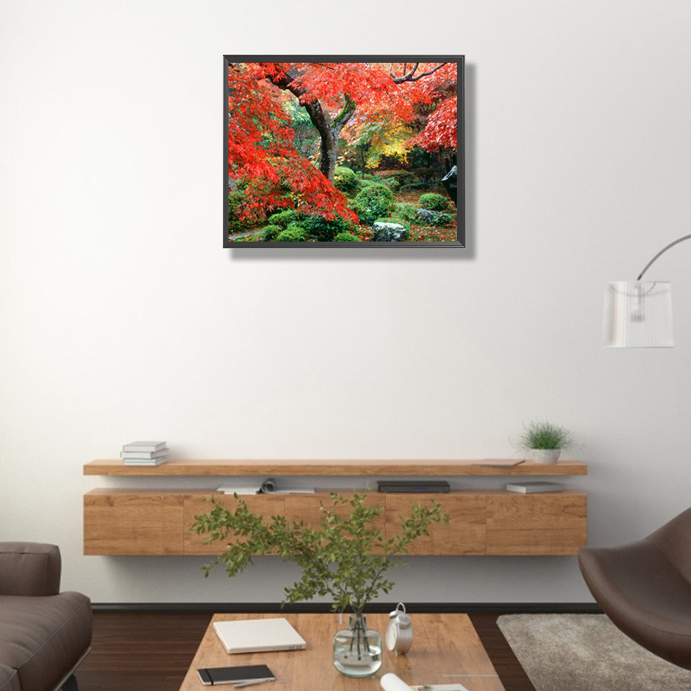 Maple Leaf - AB Round Drill Diamond Painting 45*55CM