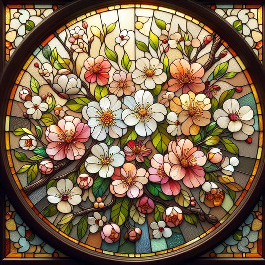 Glass Wind Flowers - Full Round Drill Diamond Painting 30*30CM