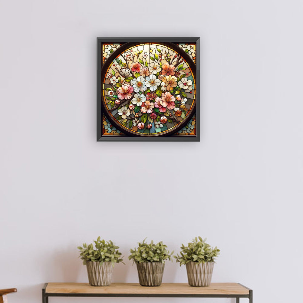 Glass Wind Flowers - Full Round Drill Diamond Painting 30*30CM