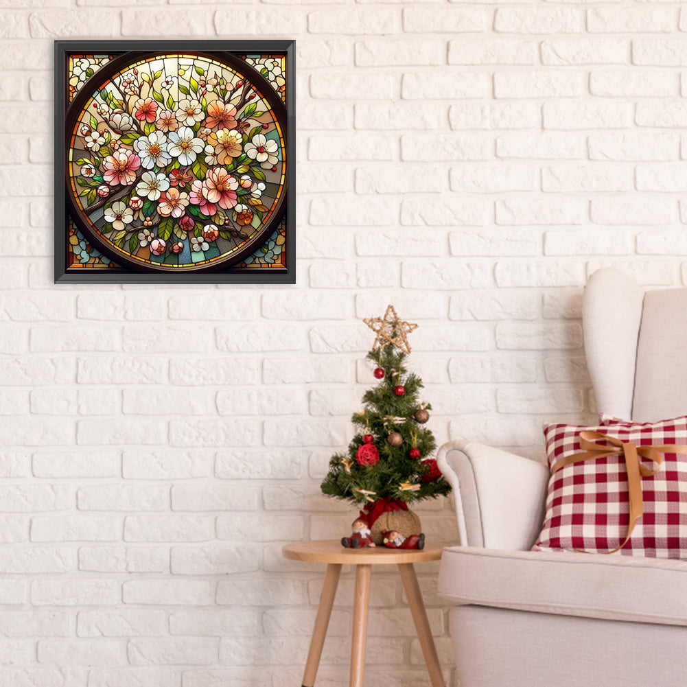 Glass Wind Flowers - Full Round Drill Diamond Painting 30*30CM