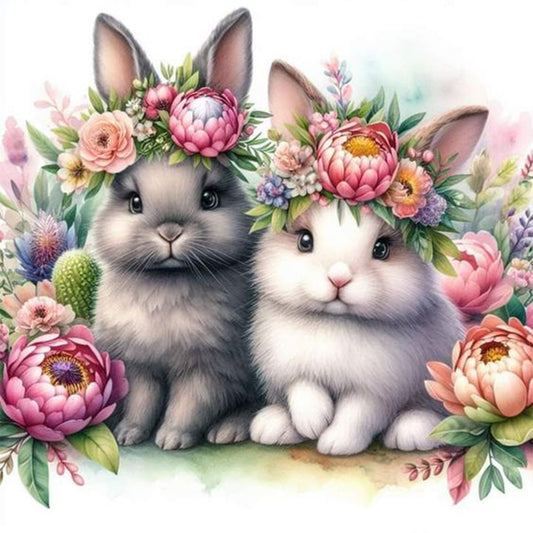 Two Rabbits - Full Round Drill Diamond Painting 30*30CM