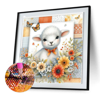 Sheep And Flowers - Full Round Drill Diamond Painting 30*30CM