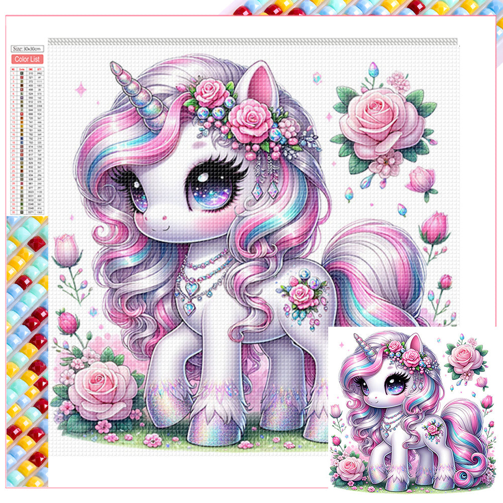 Black And White Unicorn - Full Square Drill Diamond Painting 30*30CM