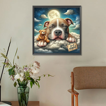 Good Night Bear And Puppy - Full Round Drill Diamond Painting 30*30CM