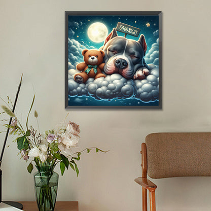 Good Night Bear And Puppy - Full Round Drill Diamond Painting 30*30CM