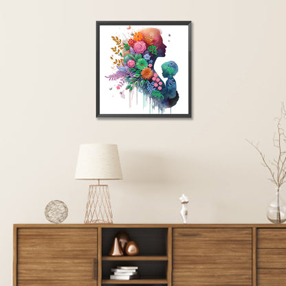 Mother And Child Silhouette - Special Shaped Drill Diamond Painting 30*30CM
