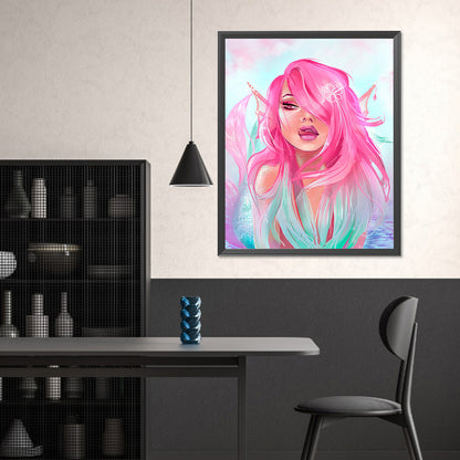 Painted Pink Mermaid - Full Square Drill Diamond Painting 40*50CM