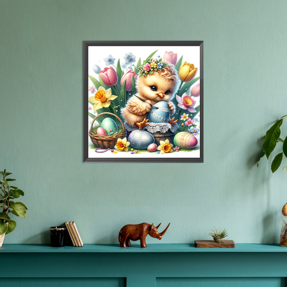 Chicken Drawing Easter Eggs - Full Round Drill Diamond Painting 30*30CM