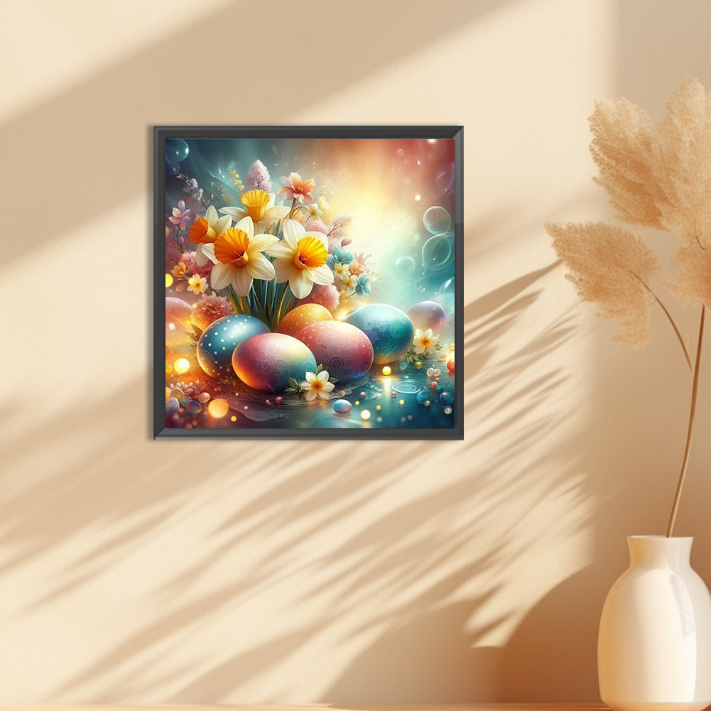 Easter Eggs With Daffodils - Full Round Drill Diamond Painting 30*30CM