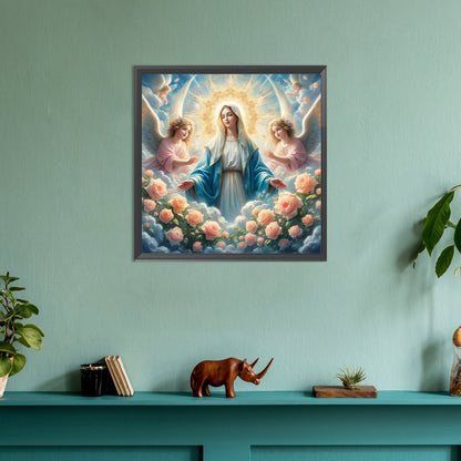Flowers, Madonna And Angels - Full Round Drill Diamond Painting 30*30CM