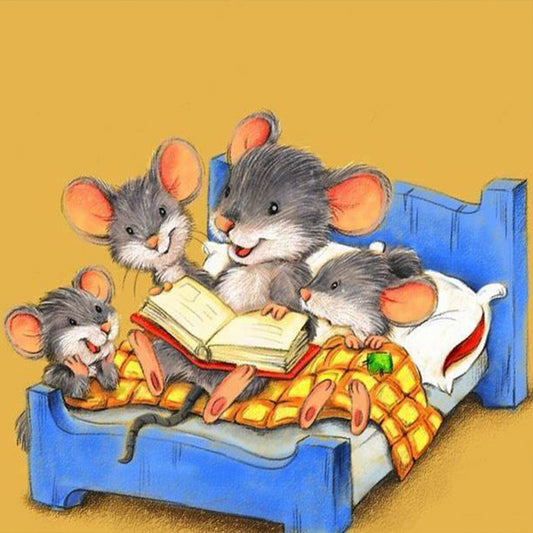 A Cozy Mouse Family - Full Round Drill Diamond Painting 40*40CM