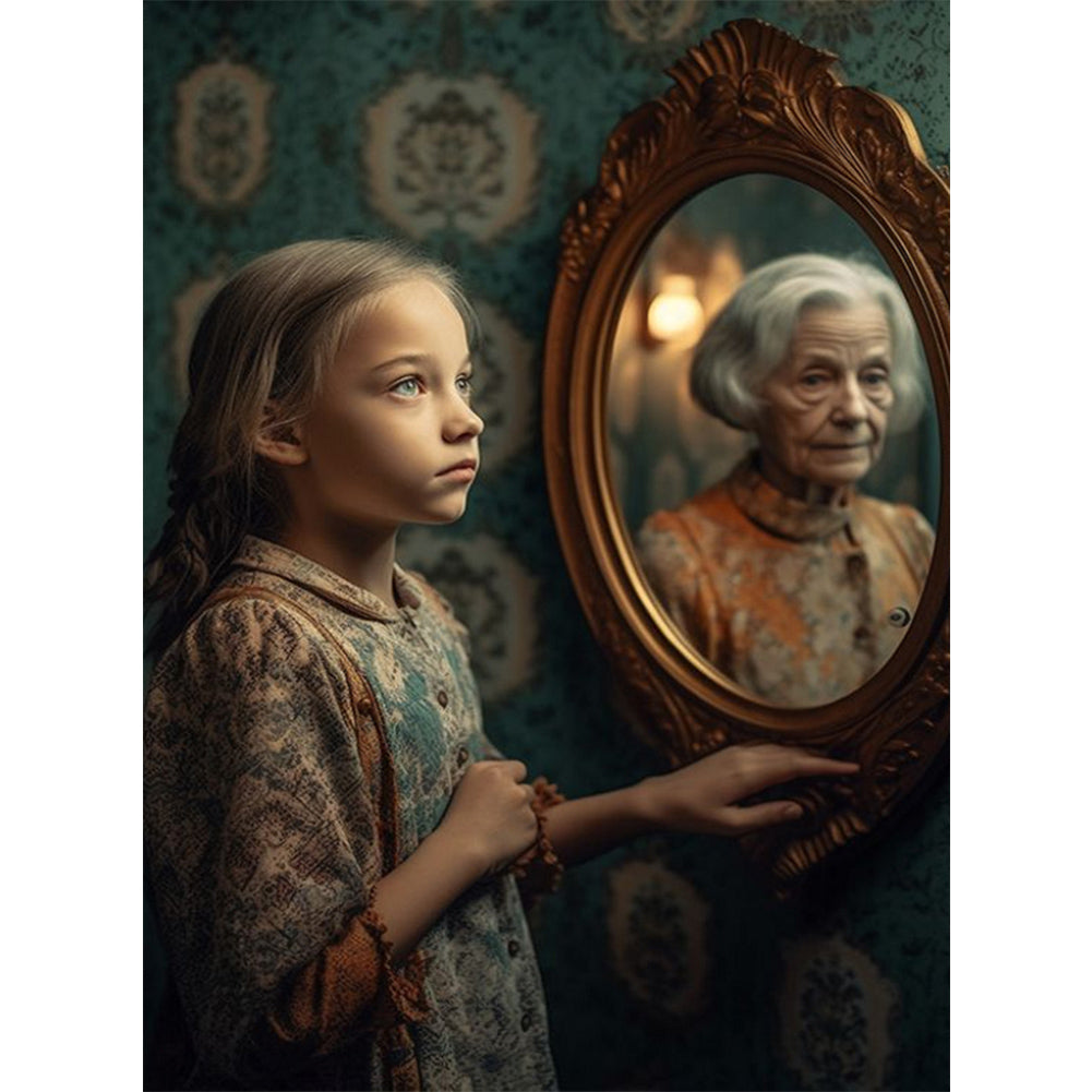Old Man In Mirror - Full Square Drill Diamond Painting 45*60CM