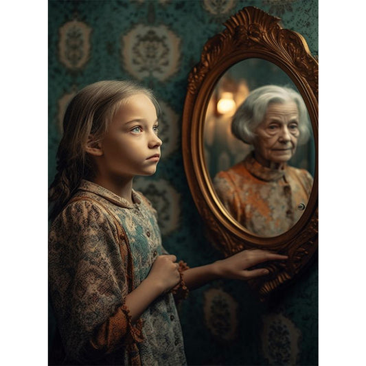 Old Man In Mirror - Full Square Drill Diamond Painting 45*60CM