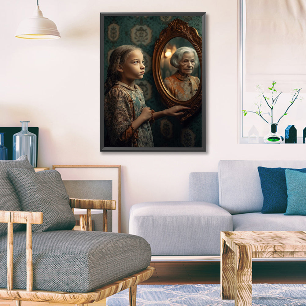 Old Man In Mirror - Full Square Drill Diamond Painting 45*60CM